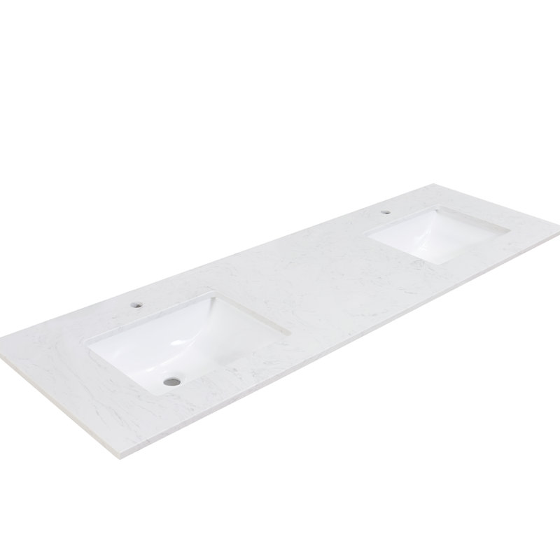 Altair Salerno 73" Double Bathroom Vanity Top in High Gloss White Stone ...